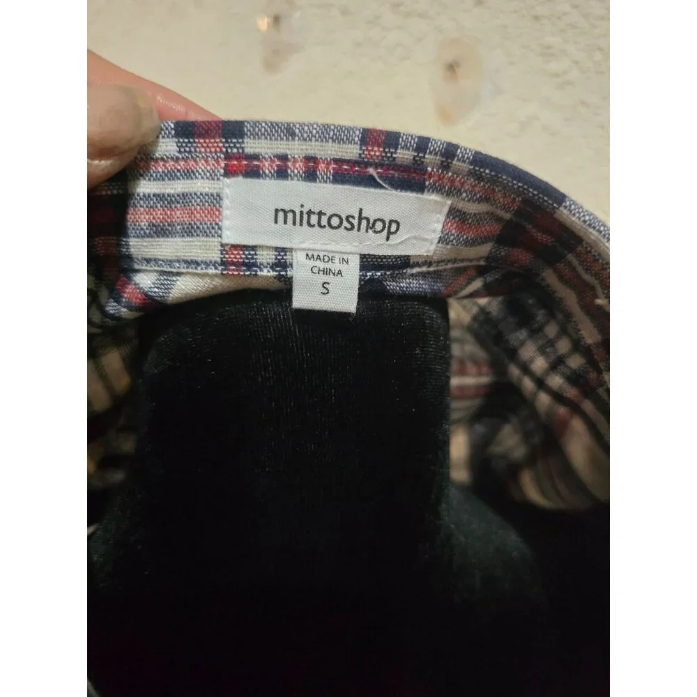 Vintage Mittoshop Plaid Fringe-Trimmed Lightweight Shirt Jacket western size - S
